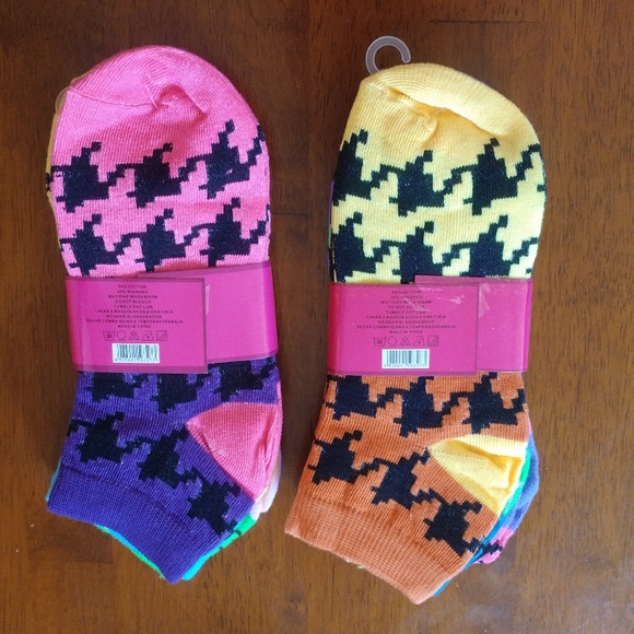 🌿 Womens Houndstooth Bright Ankle Socks 6 Pair - Picture 3 of 3